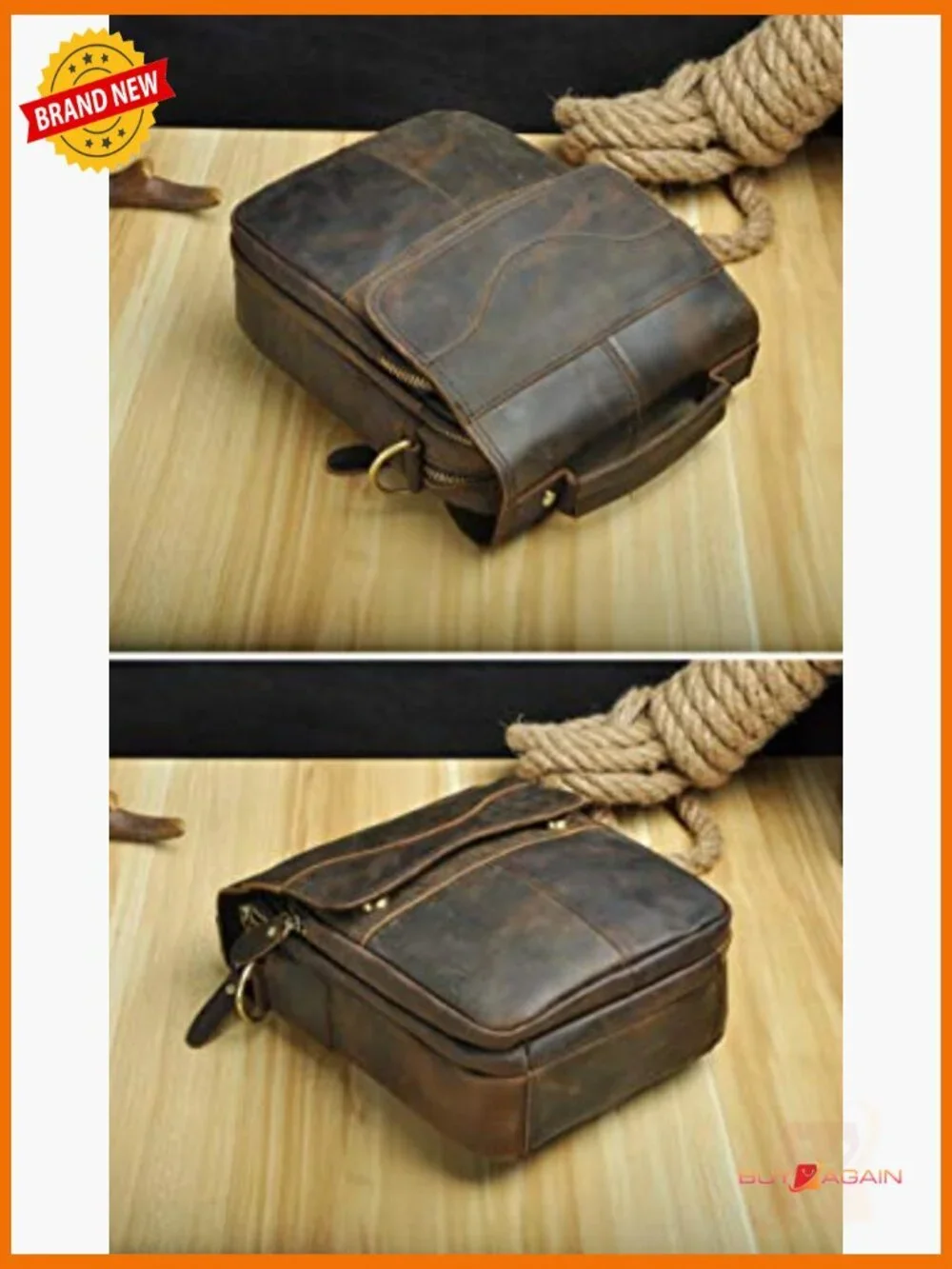 Genuine Leather Small Messenger Crossbody Bag Set with Belt Loops